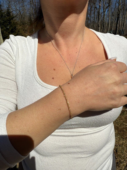 Sparkle Link Bracelet - 14k Gold Vermeil 925 Sterling Silver - 6"-8.5" - 3mm