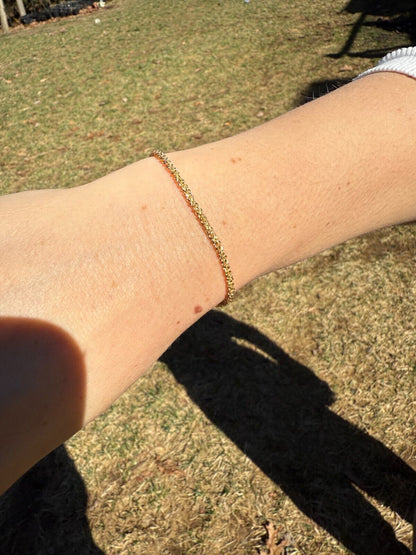 Sparkle Link Bracelet - 14k Gold Vermeil 925 Sterling Silver - 6"-8.5" - 3mm
