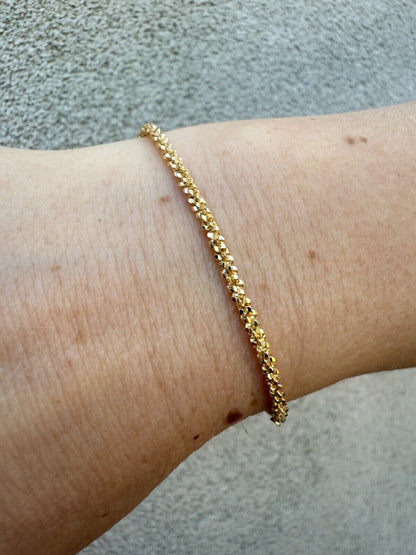 Sparkle Link Bracelet - 14k Gold Vermeil 925 Sterling Silver - 6"-8.5" - 3mm