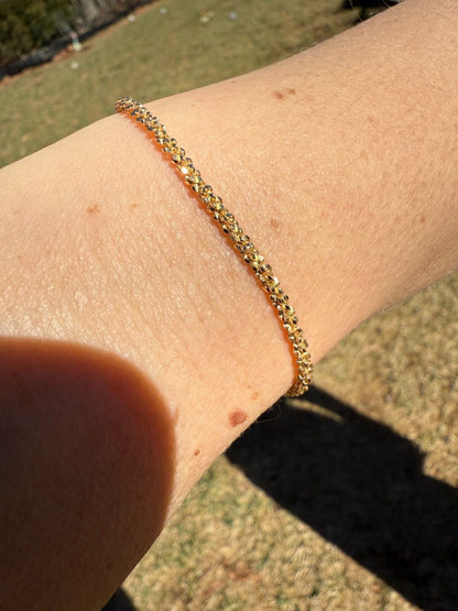 Sparkle Link Bracelet - 14k Gold Vermeil 925 Sterling Silver - 6"-8.5" - 3mm
