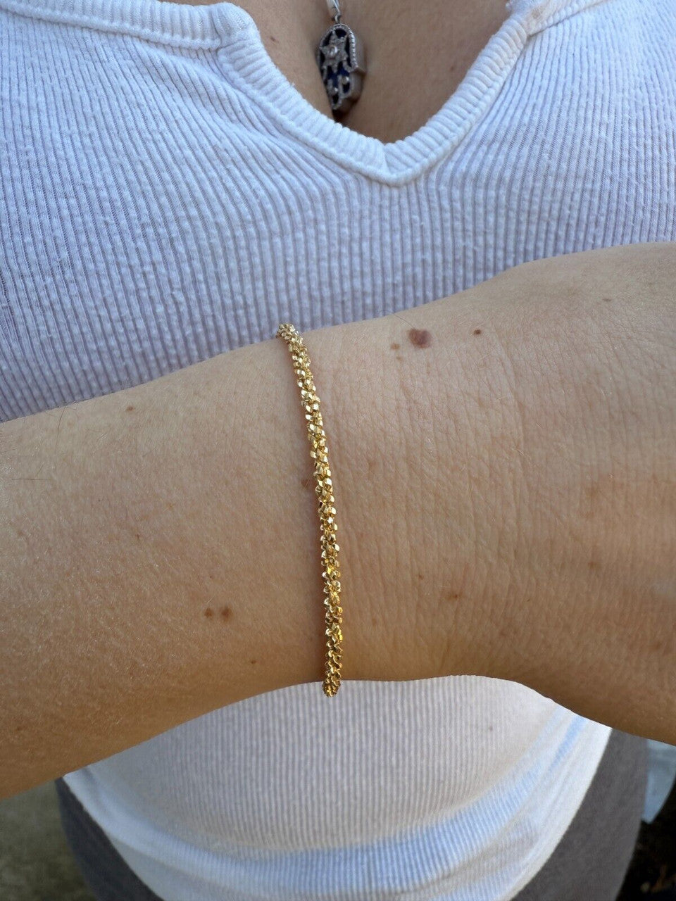 Sparkle Link Bracelet - 14k Gold Vermeil 925 Sterling Silver - 6"-8.5" - 3mm