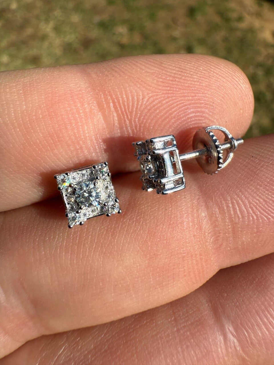 MOISSANITE Square Rapper Earrings - 925 Silver - 6mm