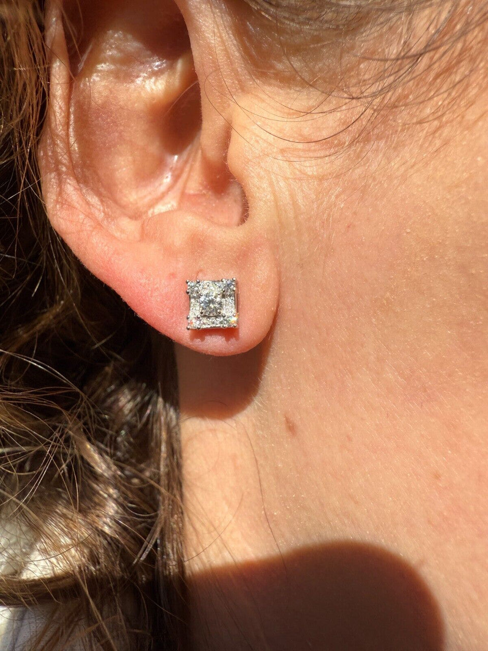 MOISSANITE Square Rapper Earrings - 925 Silver - 6mm