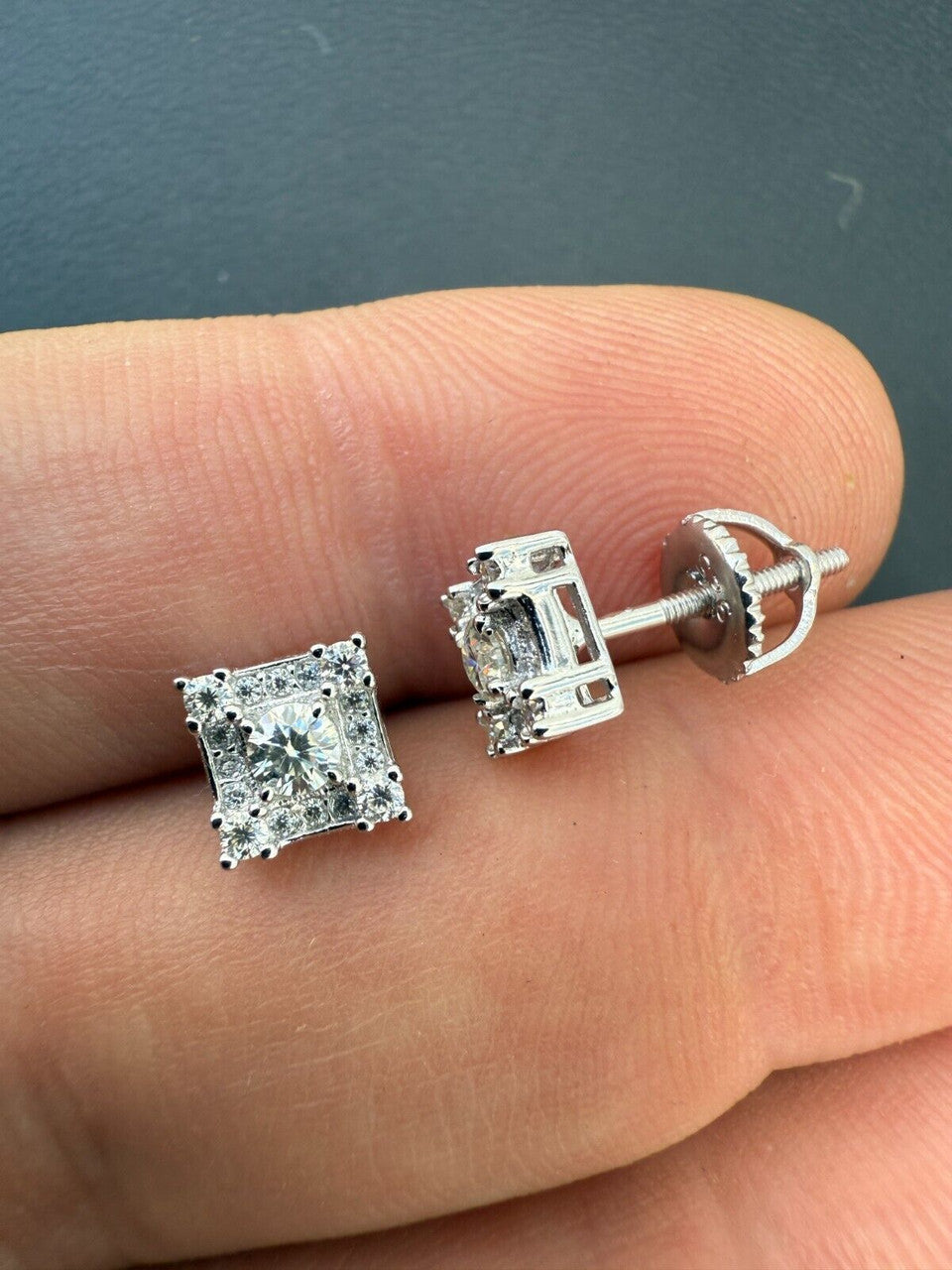 MOISSANITE Square Rapper Earrings - 925 Silver - 6mm