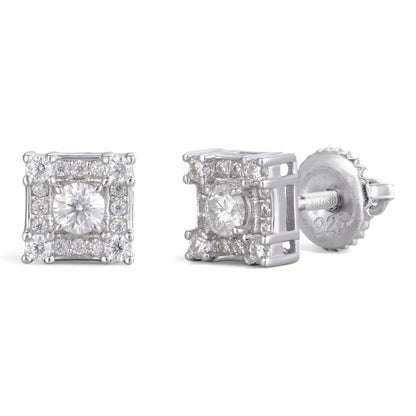 MOISSANITE Square Rapper Earrings - 925 Silver - 6mm