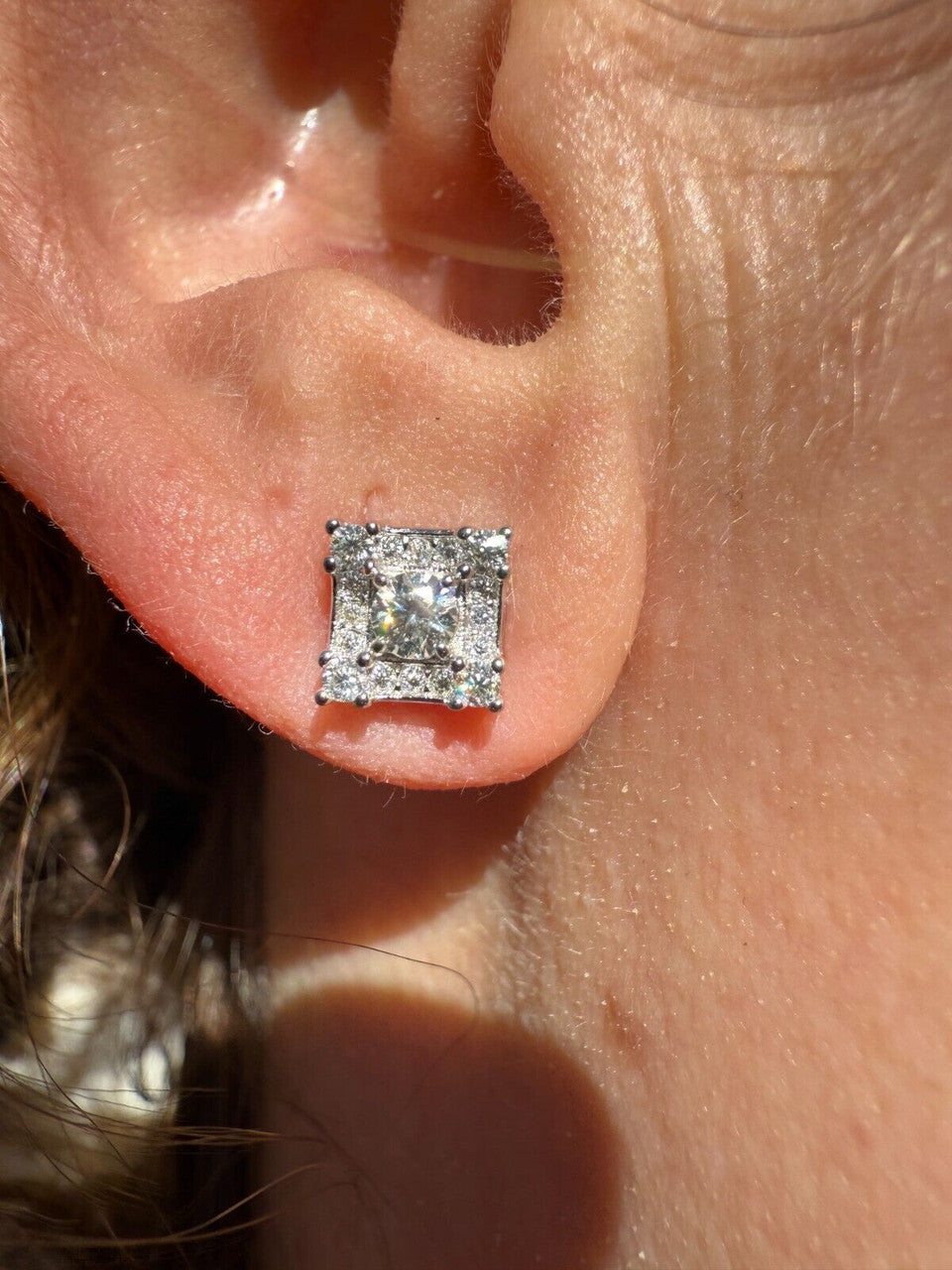 MOISSANITE Square Rapper Earrings - 925 Silver - 6mm