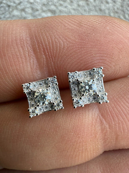 MOISSANITE Square Rapper Earrings - 925 Silver - 6mm