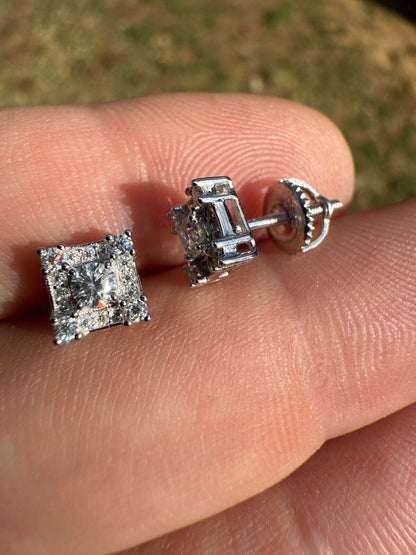 MOISSANITE Square Rapper Earrings - 925 Silver - 6mm