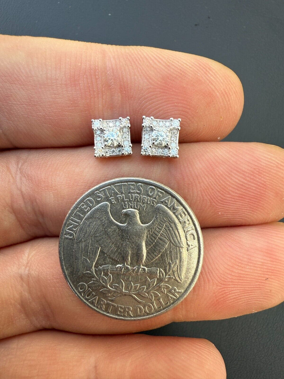 MOISSANITE Square Rapper Earrings - 925 Silver - 6mm