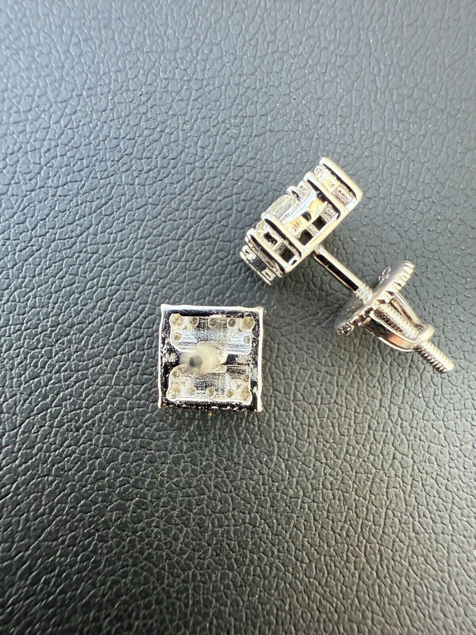 MOISSANITE Square Rapper Earrings - 925 Silver - 6mm