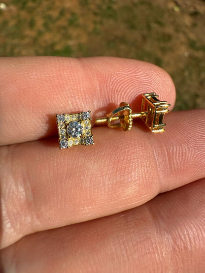 MOISSANITE Square Rapper Earrings - 14k Gold Vermeil 925 Silver - 6mm