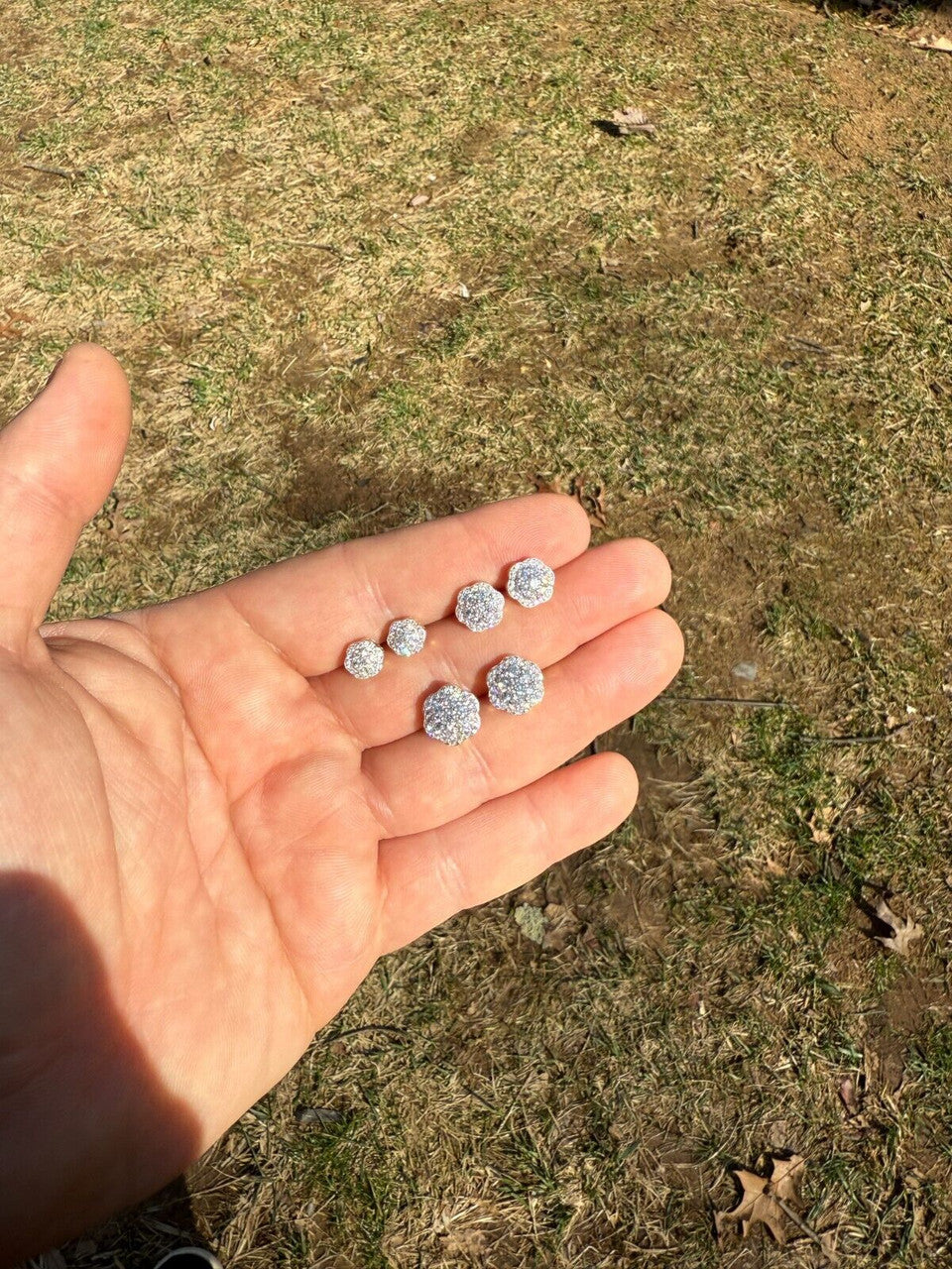 MOISSANITE Micropave Cluster Iced Out Earrings - 14k Gold Vermeil 925 Silver - 7.5mm-12mm