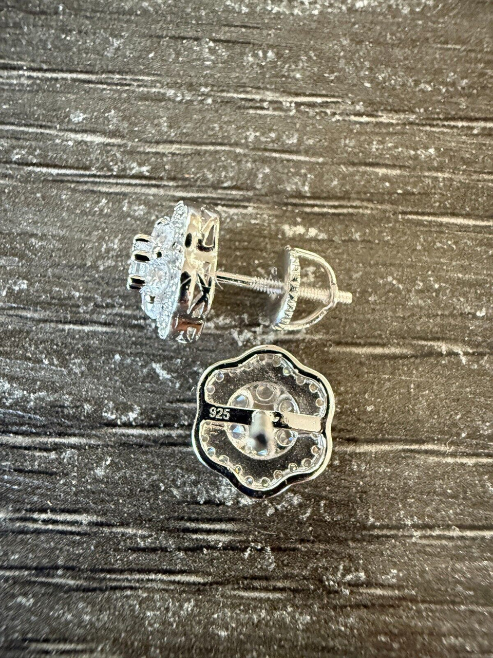 Micropave Cluster Iced Out Earrings - 925 Silver - CZ Stones - 7.5mm-12mm