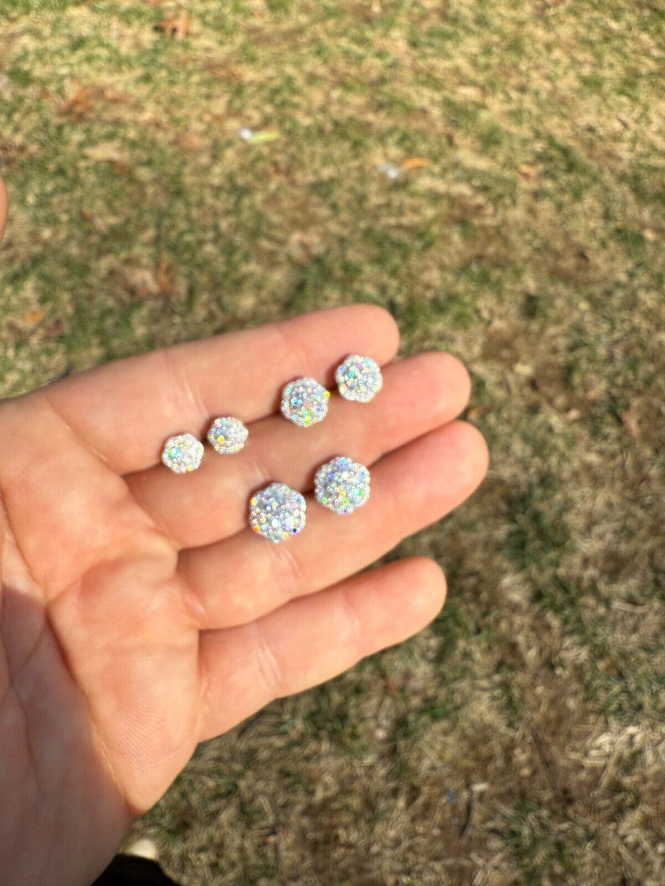 Micropave Cluster Iced Out Earrings - 925 Silver - CZ Stones - 7.5mm-12mm