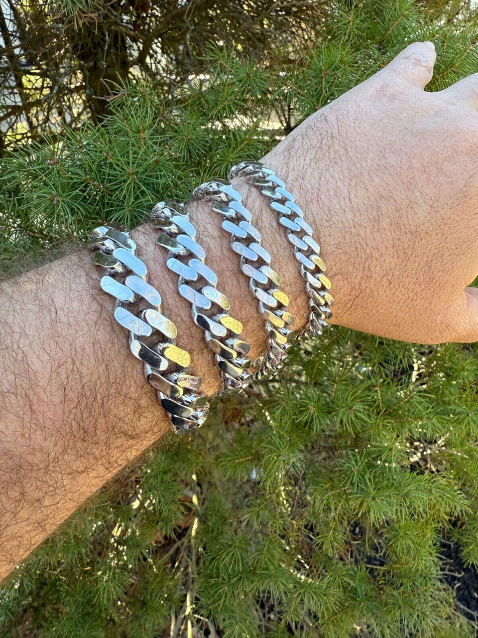 Monaco Cuban Bracelet HOLLOW - Rhodium Finish 925 Sterling Silver - 7"-9" - 9mm-15mm