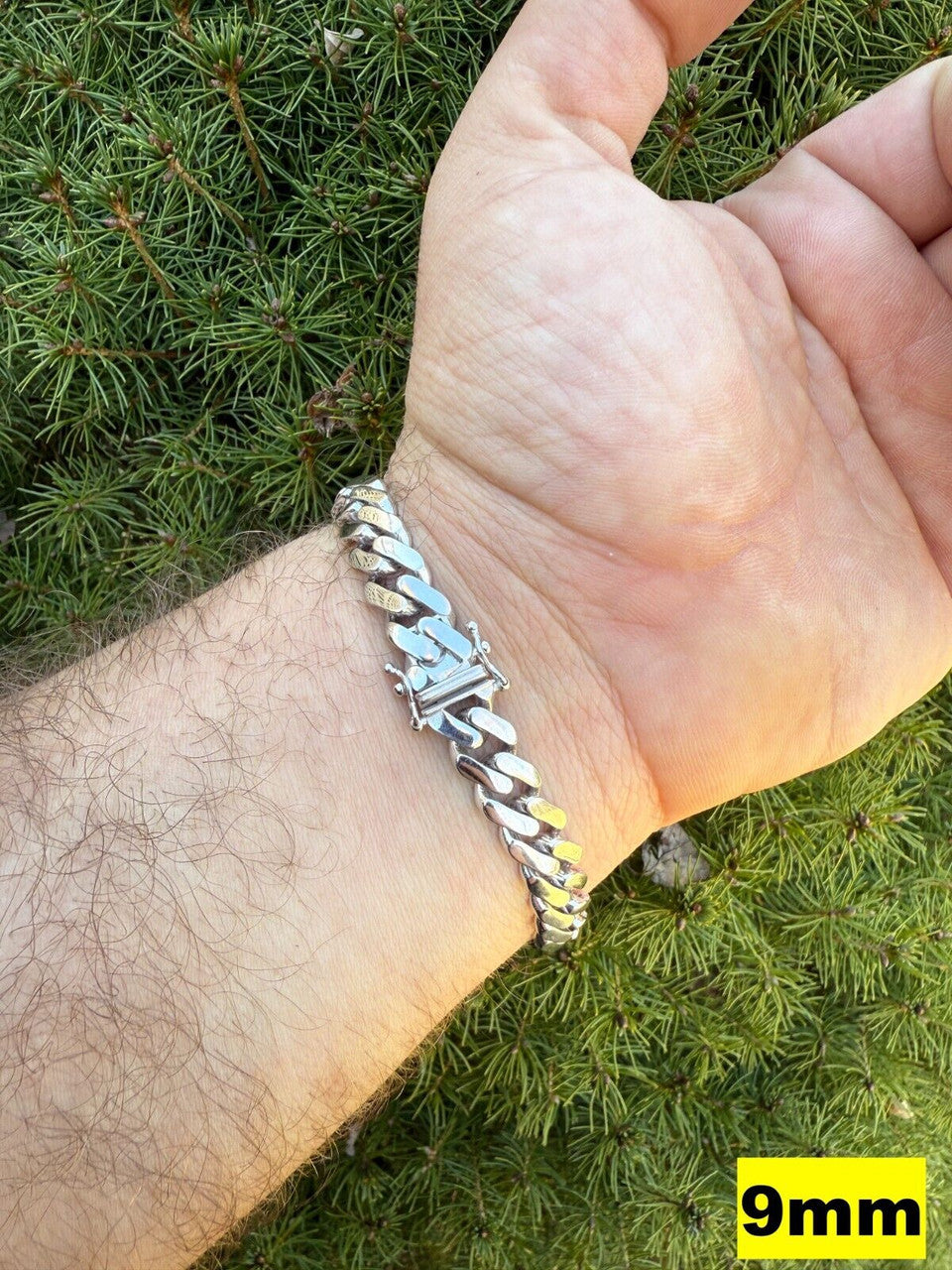 Monaco Cuban Bracelet HOLLOW - Rhodium Finish 925 Sterling Silver - 7"-9" - 9mm-15mm