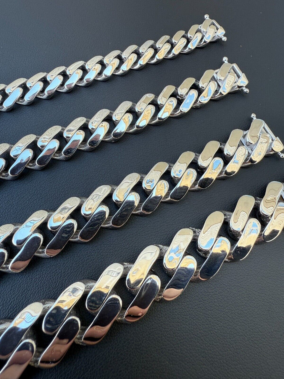 Monaco Cuban Bracelet HOLLOW - Rhodium Finish 925 Sterling Silver - 7"-9" - 9mm-15mm