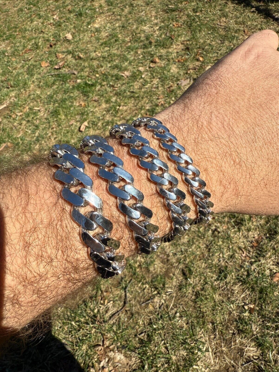 Monaco Cuban Bracelet HOLLOW - Rhodium Finish 925 Sterling Silver - 7"-9" - 9mm-15mm