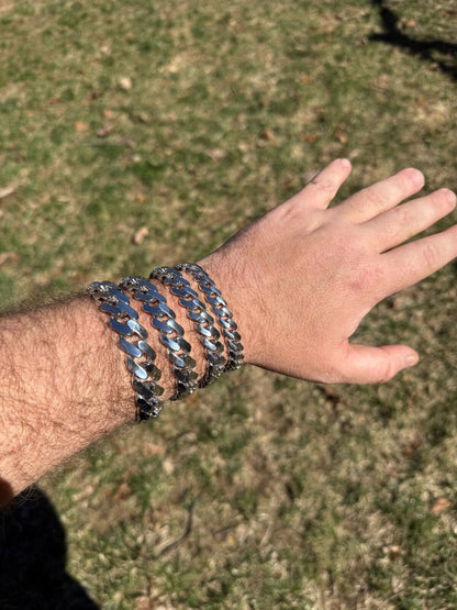 Monaco Cuban Bracelet HOLLOW - Rhodium Finish 925 Sterling Silver - 7"-9" - 9mm-15mm