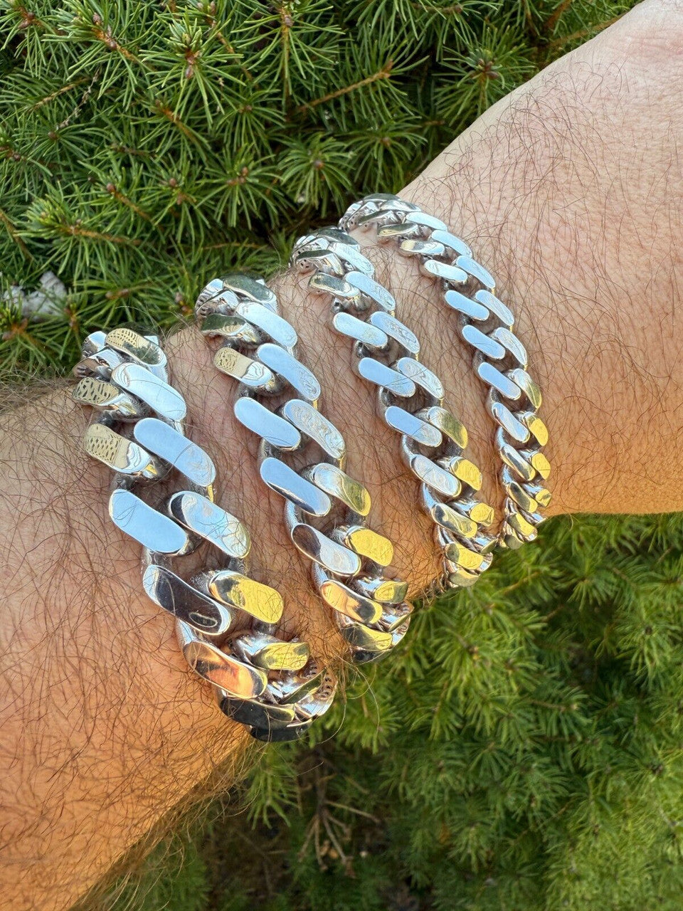 Monaco Cuban Bracelet HOLLOW - Rhodium Finish 925 Sterling Silver - 7"-9" - 9mm-15mm