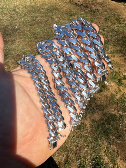 Monaco Cuban Bracelet HOLLOW - Rhodium Finish 925 Sterling Silver - 7"-9" - 9mm-15mm