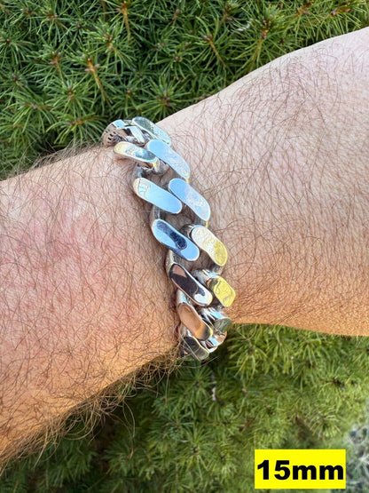 Monaco Cuban Bracelet HOLLOW - Rhodium Finish 925 Sterling Silver - 7"-9" - 9mm-15mm