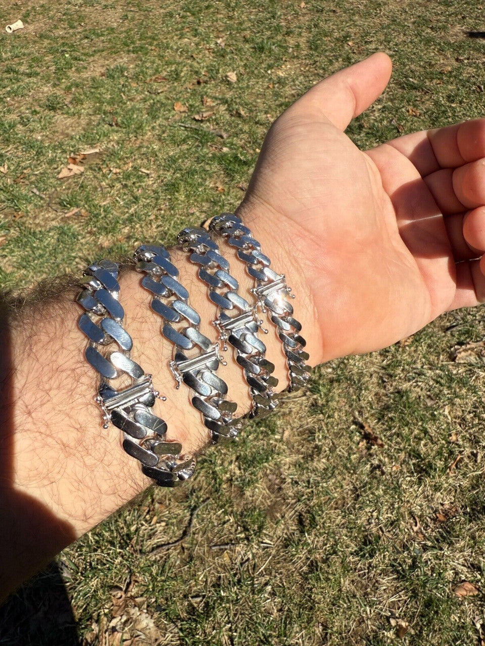 Monaco Cuban Bracelet HOLLOW - Rhodium Finish 925 Sterling Silver - 7"-9" - 9mm-15mm