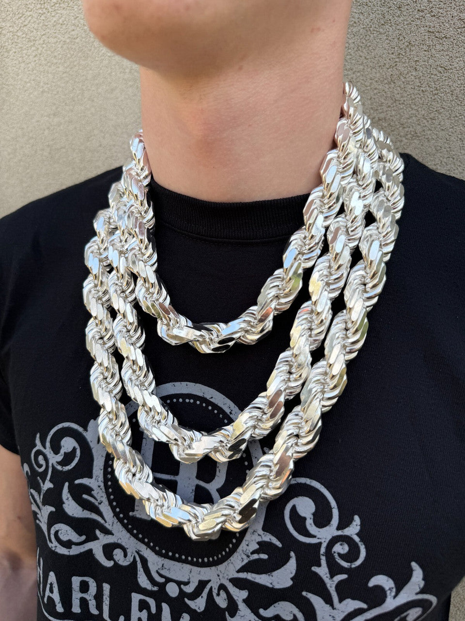 MONSTER Rope Chain Necklace - 925 Sterling Silver - 20"-30" - 16.5mm