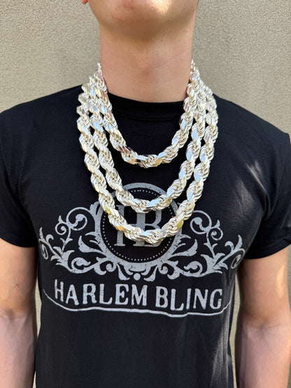 MONSTER Rope Chain Necklace - 925 Sterling Silver - 20"-30" - 16.5mm