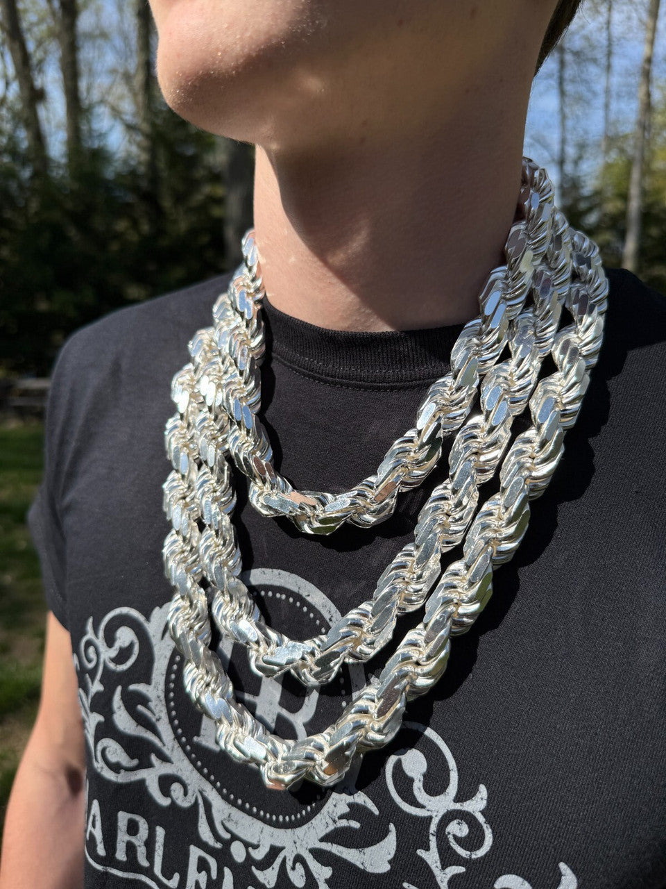 MONSTER Rope Chain Necklace - 925 Sterling Silver - 20"-30" - 16.5mm