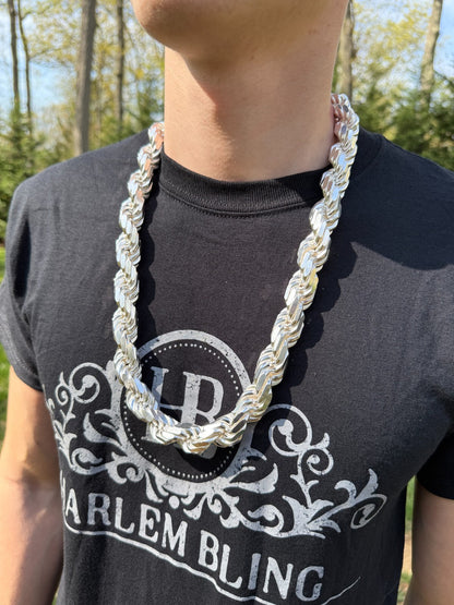 MONSTER Rope Chain Necklace - 925 Sterling Silver - 20"-30" - 16.5mm