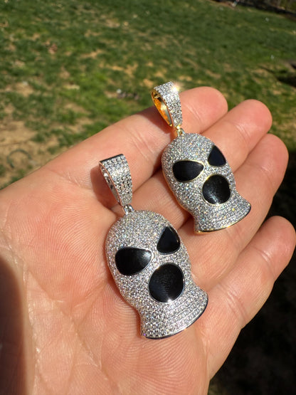 MOISSANITE Ski Mask Goon Iced Out Pendant - 14k Yellow Gold Vermeil Or 925 Silver - Medium 1.75"