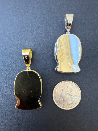 MOISSANITE Ski Mask Goon Iced Out Pendant - 14k Yellow Gold Vermeil Or 925 Silver - Medium 1.75"