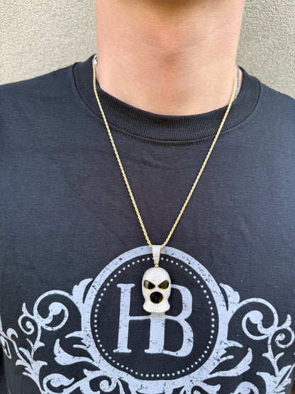 MOISSANITE Ski Mask Goon Iced Out Pendant - 14k Yellow Gold Vermeil Or 925 Silver - Medium 1.75"