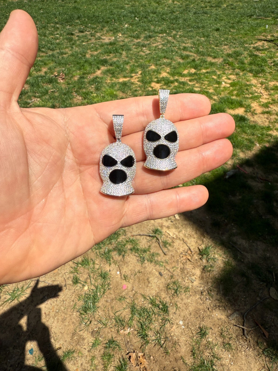 MOISSANITE Ski Mask Goon Iced Out Pendant - 14k Yellow Gold Vermeil Or 925 Silver - Medium 1.75"