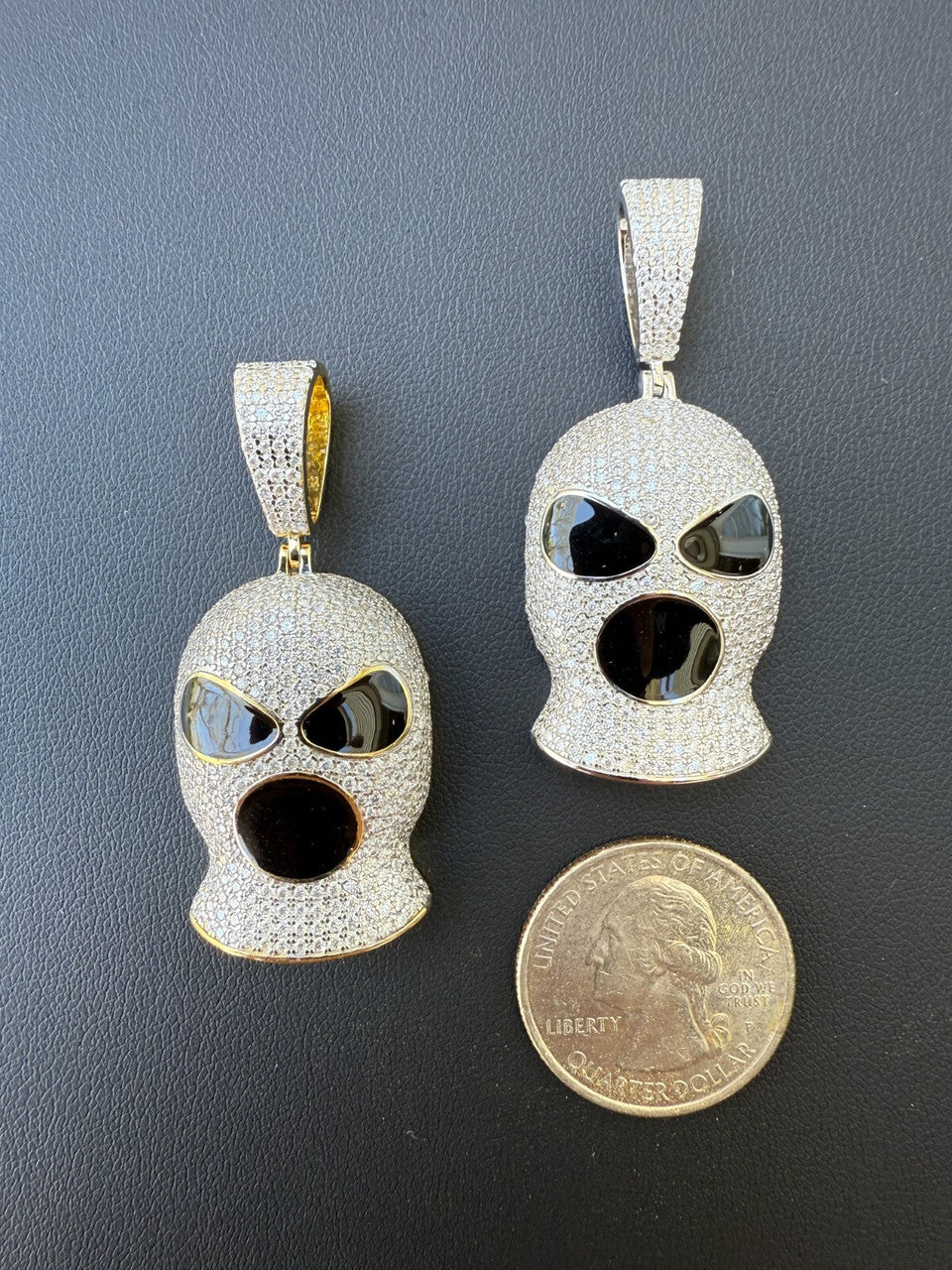 MOISSANITE Ski Mask Goon Iced Out Pendant - 14k Yellow Gold Vermeil Or 925 Silver - Medium 1.75"