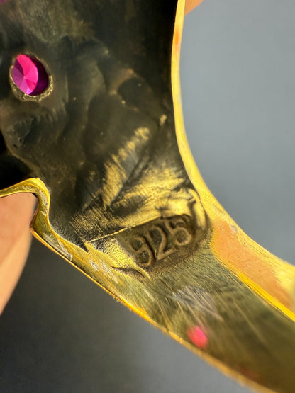 Sugar Skull & Roses Ring - 14k Gold Vermeil 925 Silver Oxidized