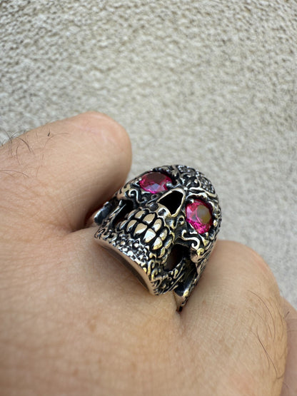 Sugar Skull & Roses Ring - 925 Silver Oxidized