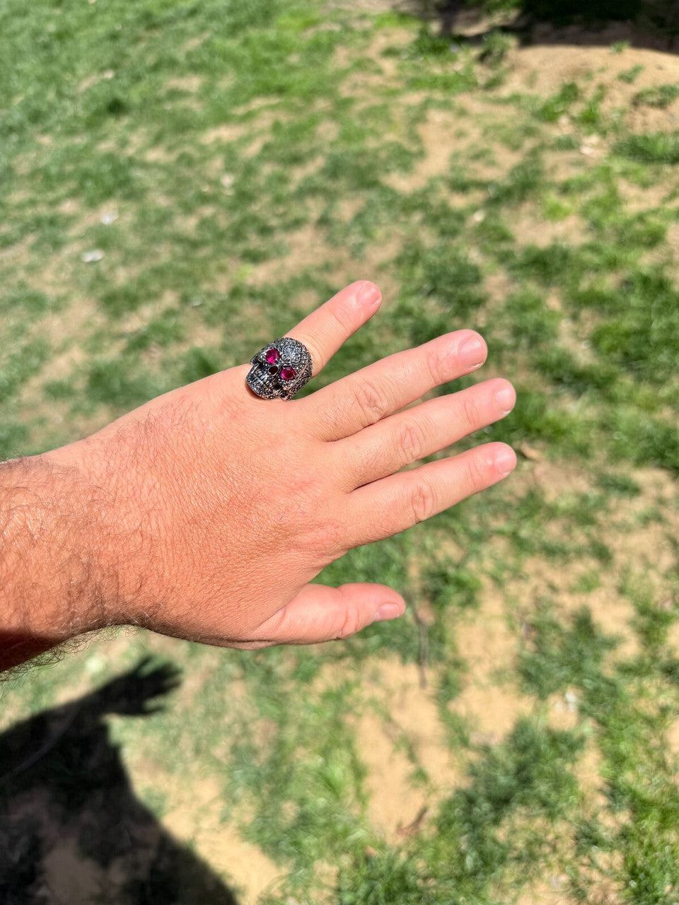 Sugar Skull & Roses Ring - 925 Silver Oxidized