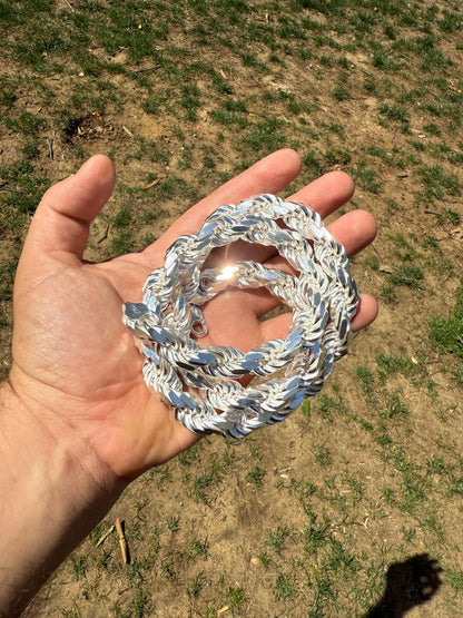 BIGGEST BOSS Rope Chain Necklace - 925 Sterling Silver - 18"-30" - 12.5mm