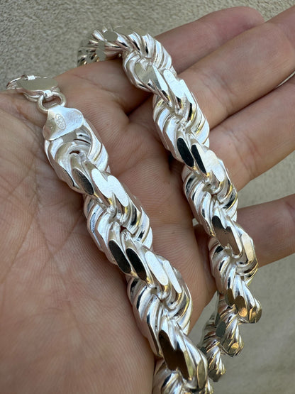 BIGGEST BOSS Rope Chain Necklace - 925 Sterling Silver - 18"-30" - 12.5mm