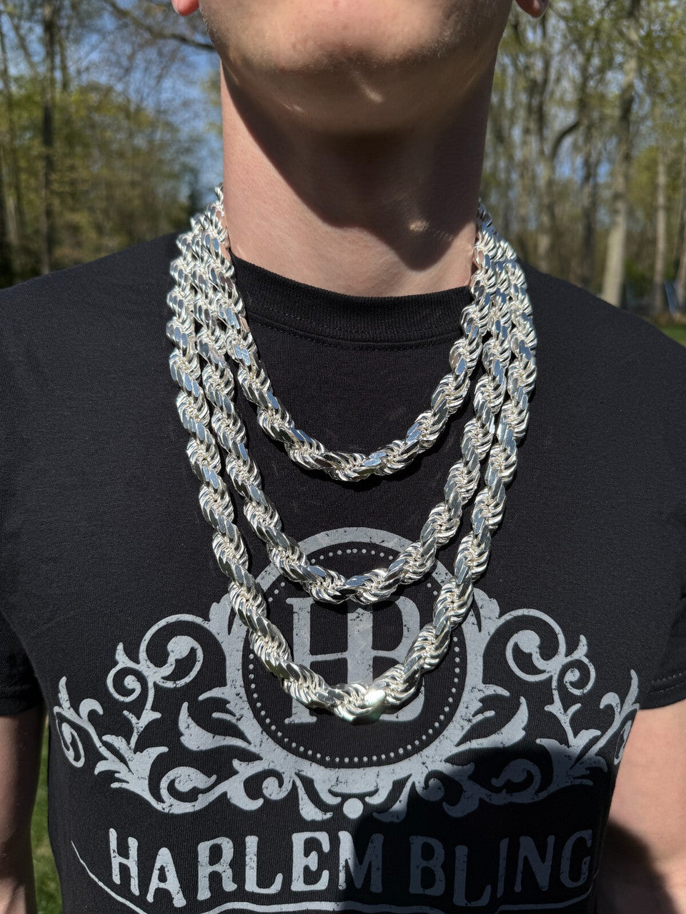 BIGGEST BOSS Rope Chain Necklace - 925 Sterling Silver - 18"-30" - 12.5mm