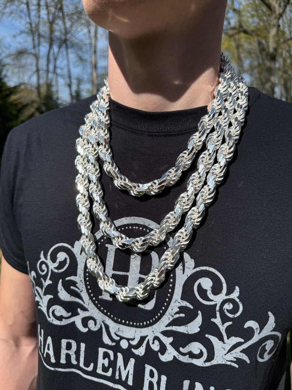 BIGGEST BOSS Rope Chain Necklace - 925 Sterling Silver - 18"-30" - 12.5mm