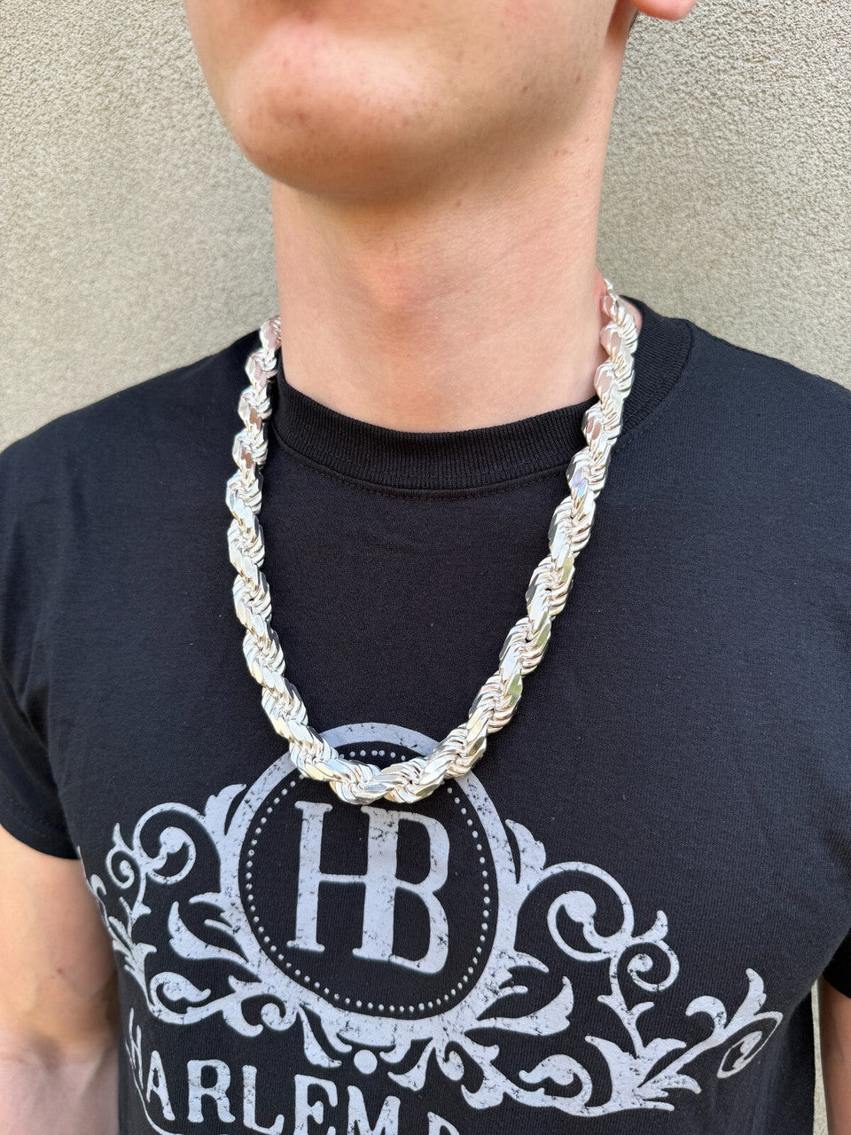 BIGGEST BOSS Rope Chain Necklace - 925 Sterling Silver - 18"-30" - 12.5mm