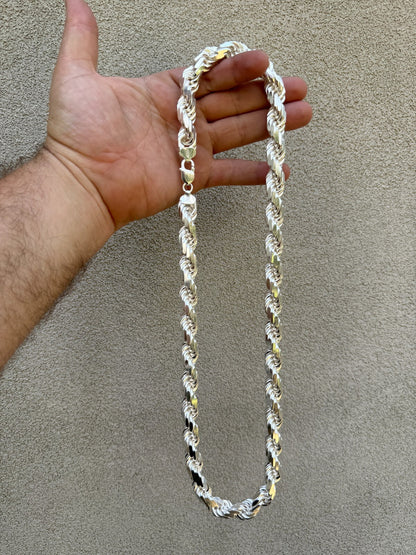 BIGGEST BOSS Rope Chain Necklace - 925 Sterling Silver - 18"-30" - 12.5mm