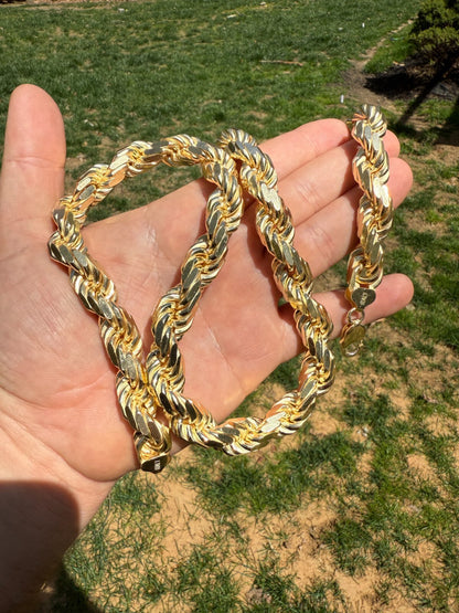 BIGGEST BOSS Rope Chain Necklace - 14k Gold Vermeil 925 Sterling Silver - 18"-30" - 12.5mm