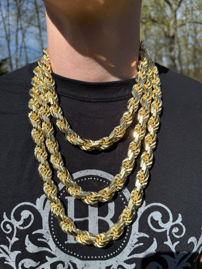 BIGGEST BOSS Rope Chain Necklace - 14k Gold Vermeil 925 Sterling Silver - 18"-30" - 12.5mm