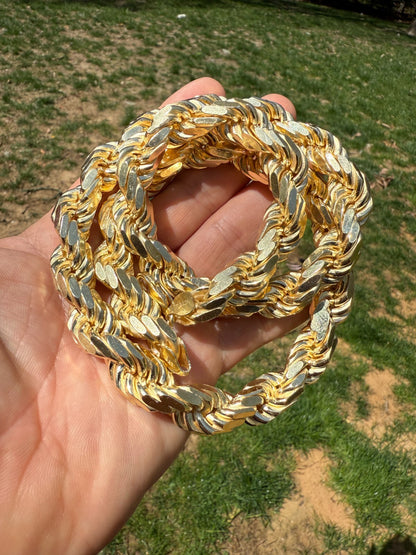 BIGGEST BOSS Rope Chain Necklace - 14k Gold Vermeil 925 Sterling Silver - 18"-30" - 12.5mm