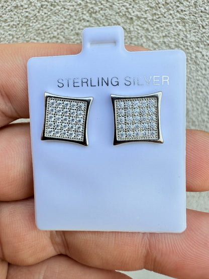 Real 925 Sterling Silver Kite Earrings Iced CZ Screwbacks 11mm - WHOLESALE DEAL
