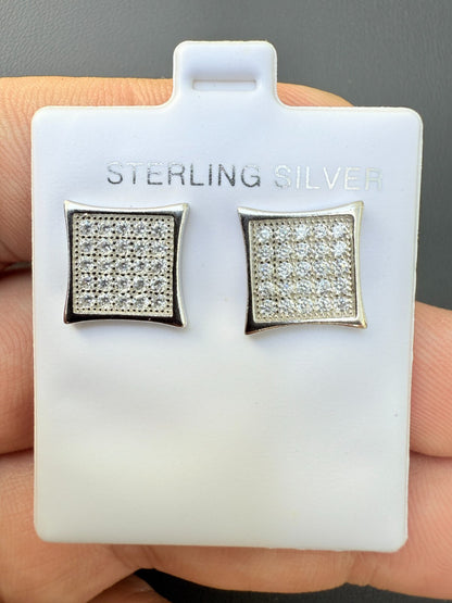 Real 925 Sterling Silver Kite Earrings Iced CZ Screwbacks 11mm - WHOLESALE DEAL